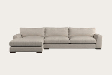 Guddu Grand Left Hand Chaise Sofa - Brera Linen Natural