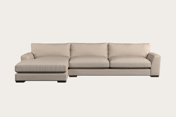 Guddu Grand Left Hand Chaise Sofa - Recycled Cotton Natural