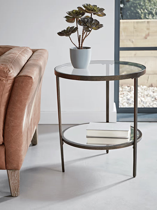 Glass Display Side Table - Aged Bronze