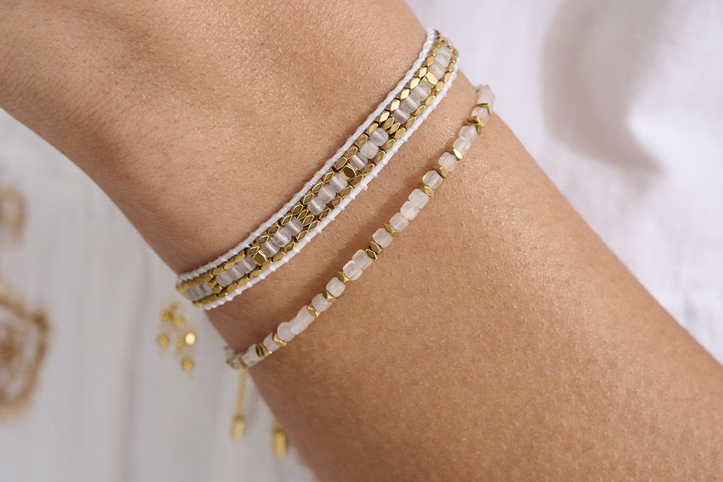 Anastasia Gold & Rainbow Moonstone Beaded Bracelet