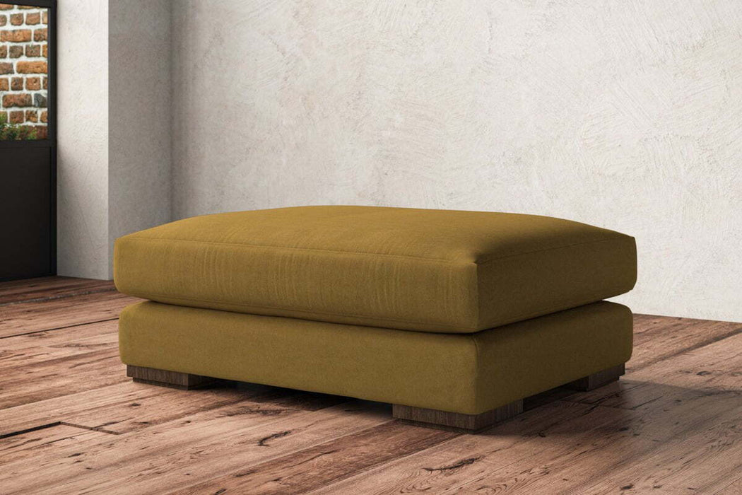Guddu Grand Footstool - Recycled Cotton Ochre