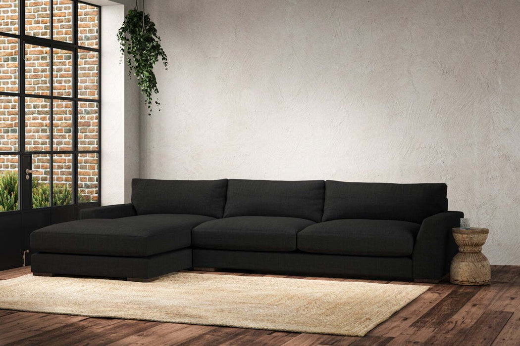 Guddu Grand Left Hand Chaise Sofa - Brera Linen Charcoal