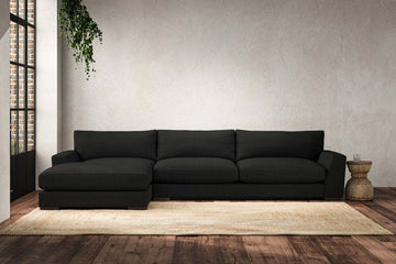 Guddu Grand Left Hand Chaise Sofa - Brera Linen Charcoal