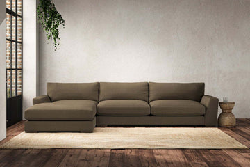 Guddu Grand Left Hand Chaise Sofa - Brera Linen Chestnut