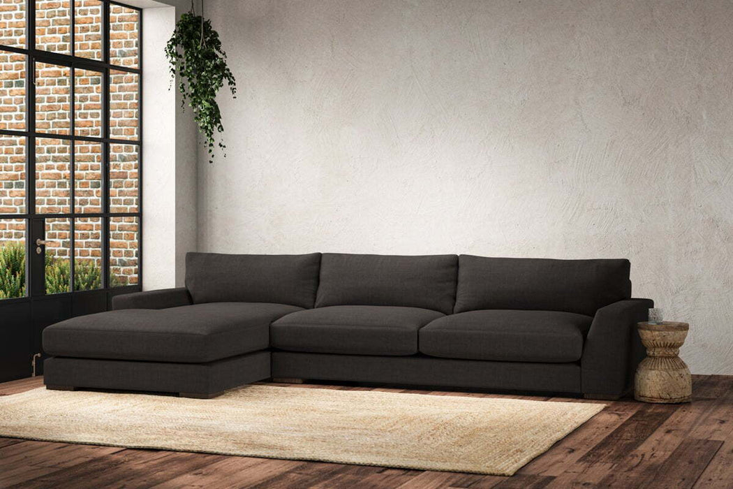 Guddu Grand Left Hand Chaise Sofa - Brera Linen Espresso