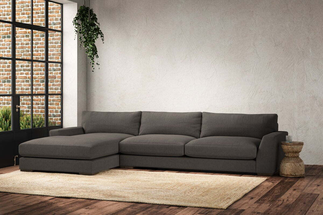 Guddu Grand Left Hand Chaise Sofa - Brera Linen Granite
