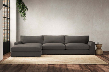 Guddu Grand Left Hand Chaise Sofa - Brera Linen Granite