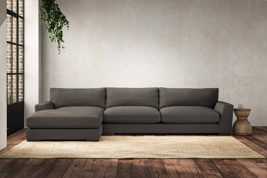 Guddu Grand Left Hand Chaise Sofa - Brera Linen Granite