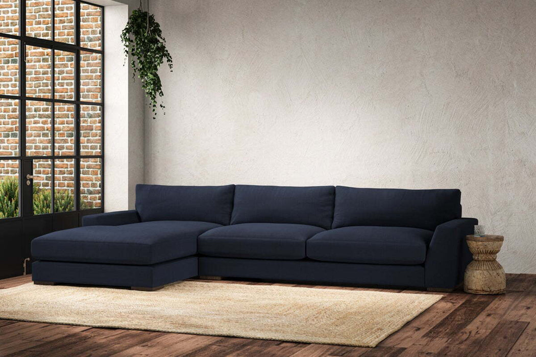 Guddu Grand Left Hand Chaise Sofa - Brera Linen Indigo