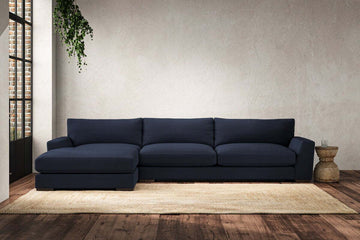 Guddu Grand Left Hand Chaise Sofa - Brera Linen Indigo
