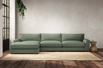 Guddu Grand Left Hand Chaise Sofa - Brera Linen Jade