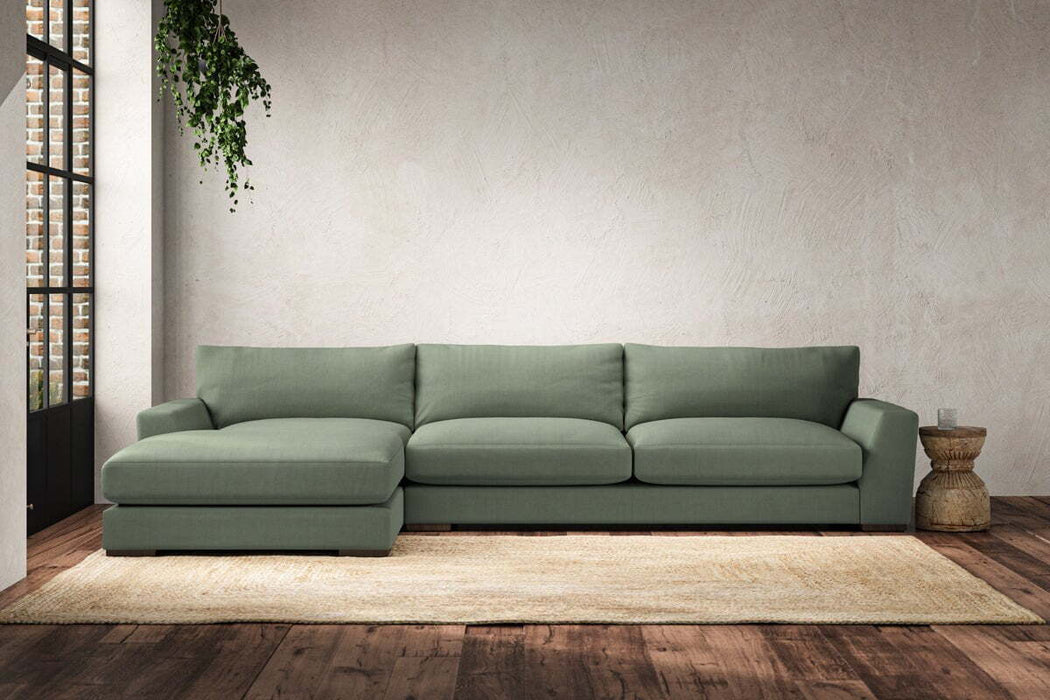 Guddu Grand Left Hand Chaise Sofa - Brera Linen Jade