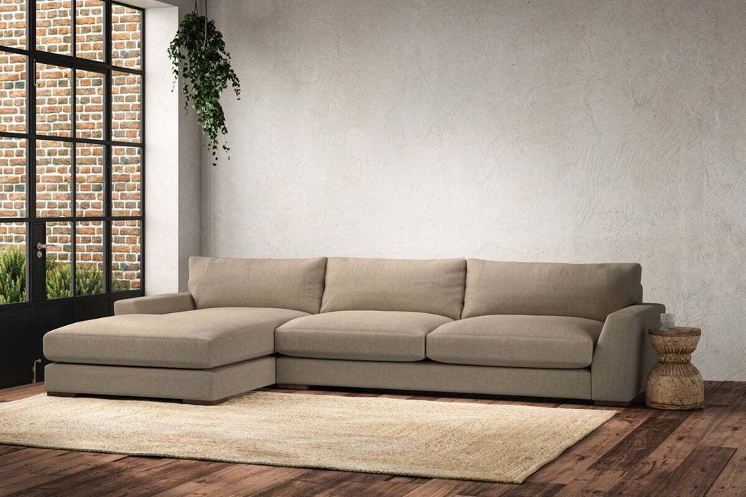 Guddu Grand Left Hand Chaise Sofa - Brera Linen Pebble