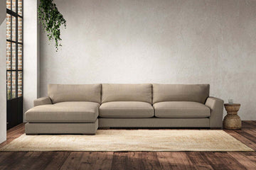 Guddu Grand Left Hand Chaise Sofa - Brera Linen Pebble