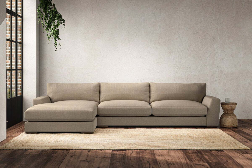 Guddu Grand Left Hand Chaise Sofa - Brera Linen Pebble