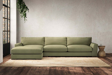 Guddu Grand Left Hand Chaise Sofa - Brera Linen Sage