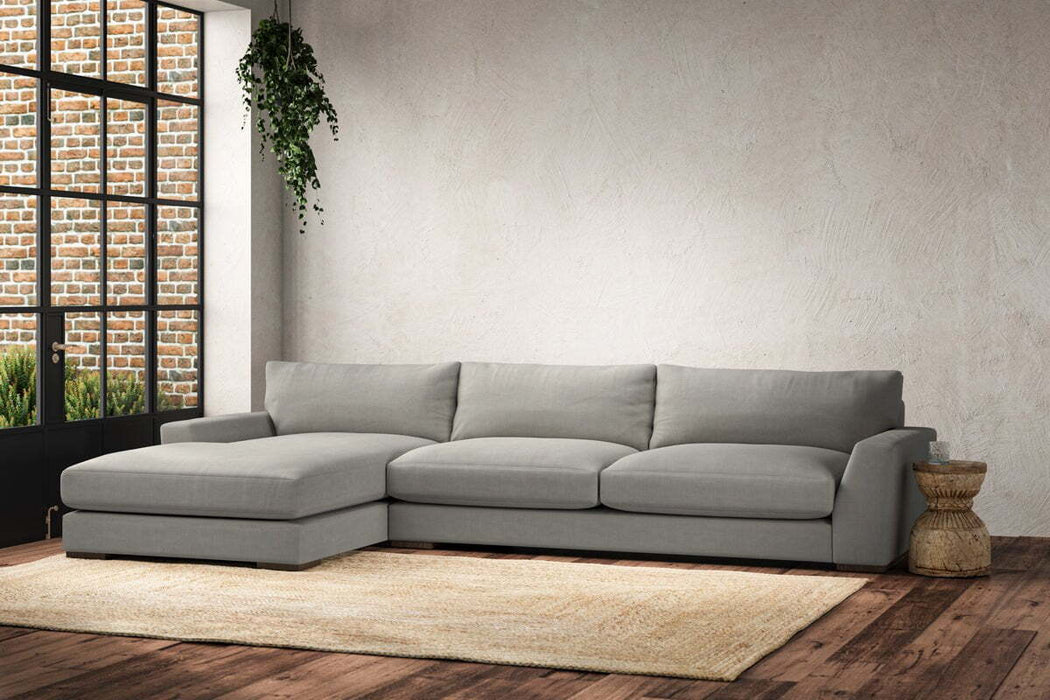 Guddu Grand Left Hand Chaise Sofa - Brera Linen Smoke