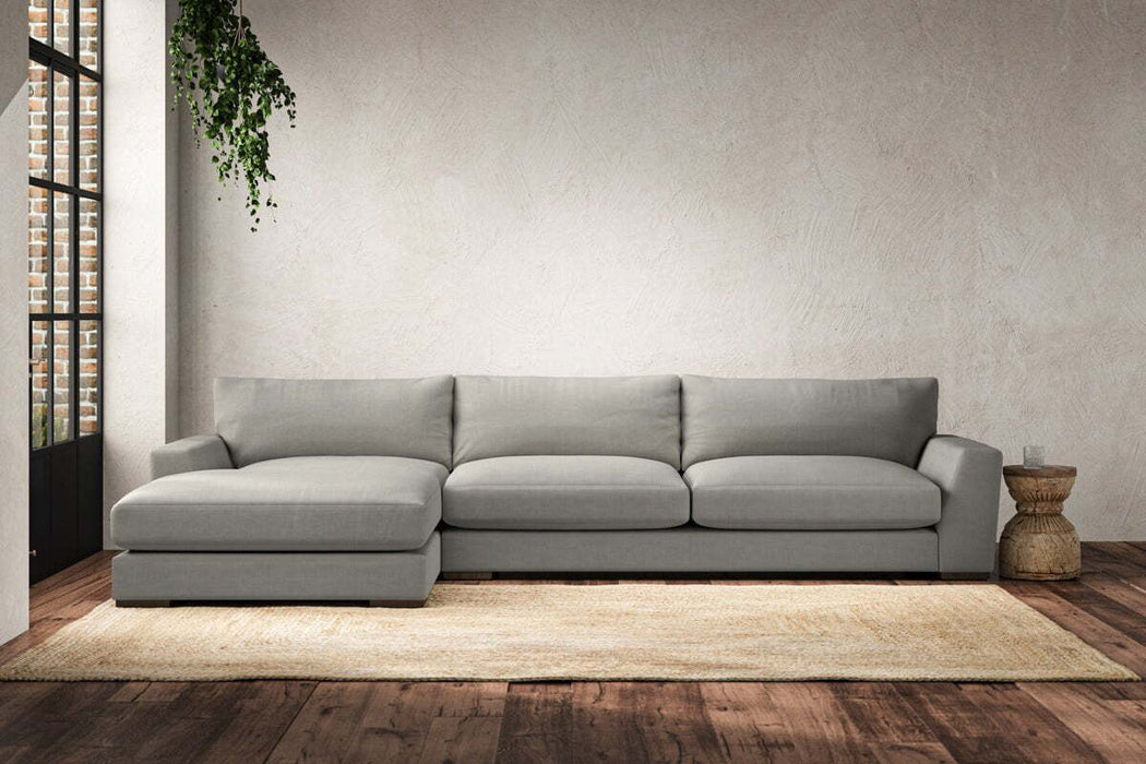 Guddu Grand Left Hand Chaise Sofa - Brera Linen Smoke