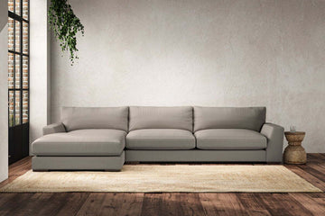 Guddu Grand Left Hand Chaise Sofa - Recycled Cotton Flax