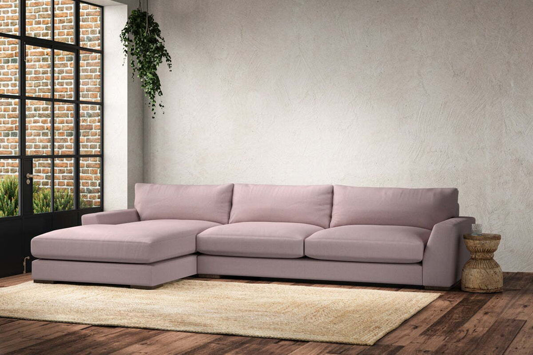 Guddu Grand Left Hand Chaise Sofa - Recycled Cotton Lavender
