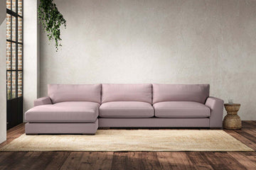 Guddu Grand Left Hand Chaise Sofa - Recycled Cotton Lavender