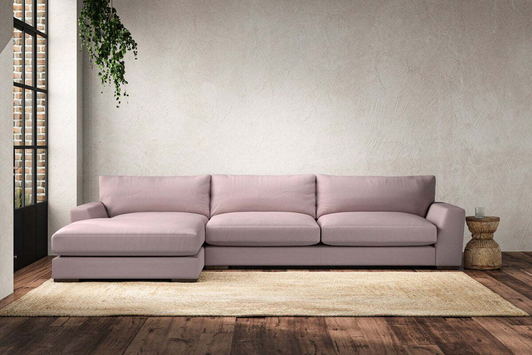 Guddu Grand Left Hand Chaise Sofa - Recycled Cotton Lavender