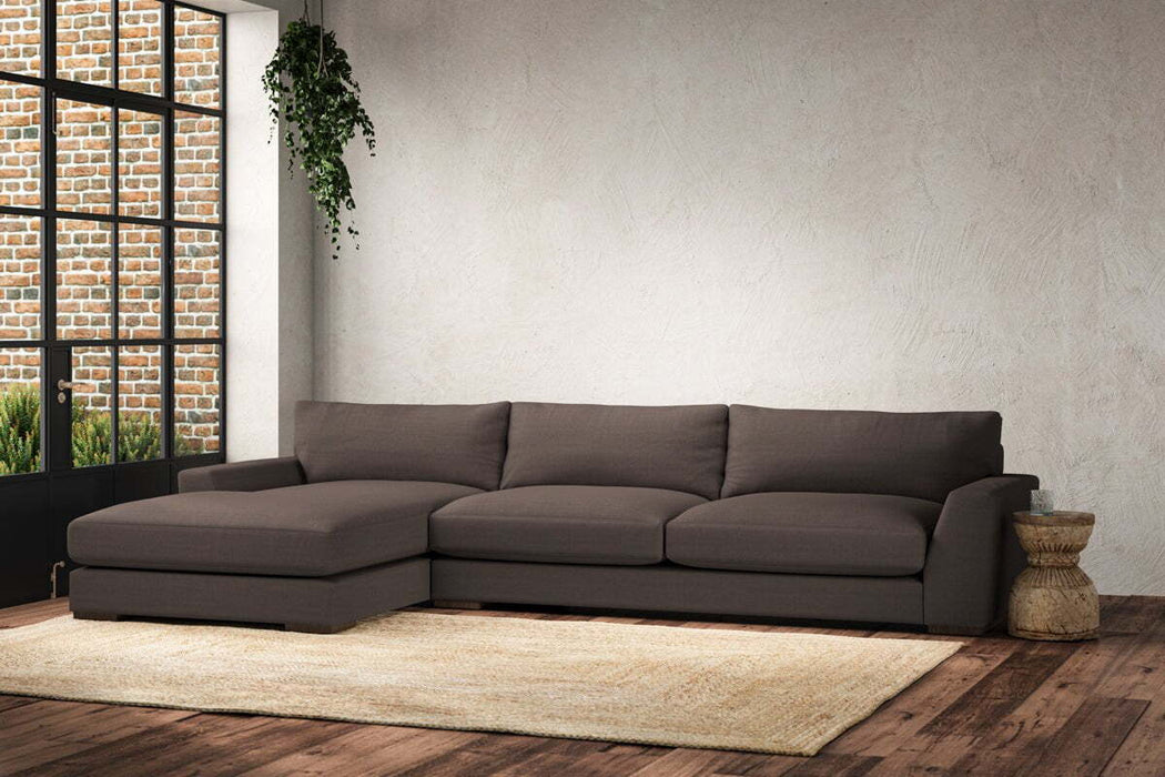 Guddu Grand Left Hand Chaise Sofa - Recycled Cotton Mocha