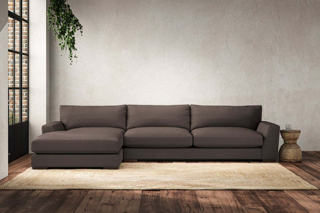 Guddu Grand Left Hand Chaise Sofa - Recycled Cotton Mocha