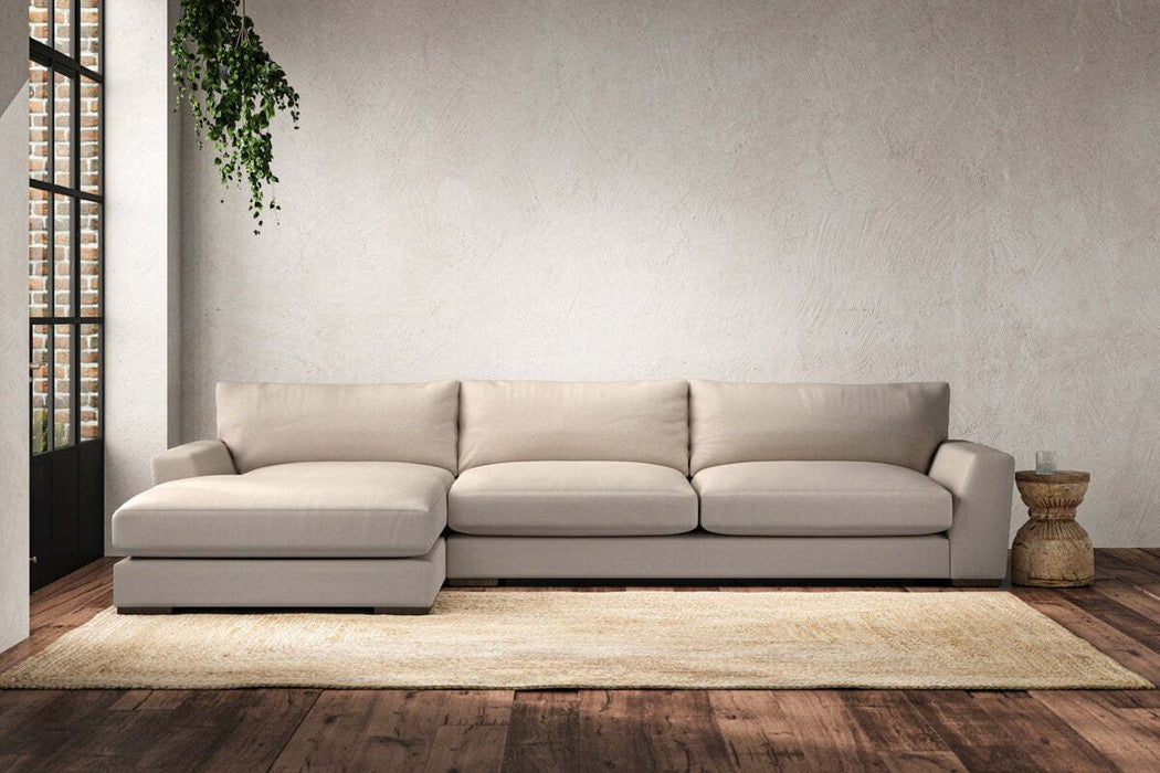 Guddu Grand Left Hand Chaise Sofa - Recycled Cotton Natural