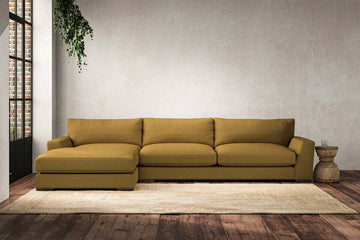 Guddu Grand Left Hand Chaise Sofa - Recycled Cotton Ochre