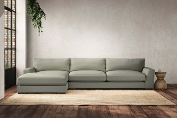Guddu Grand Left Hand Chaise Sofa - Recycled Cotton Seaspray