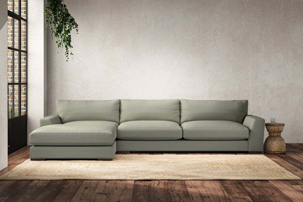 Guddu Grand Left Hand Chaise Sofa - Recycled Cotton Seaspray