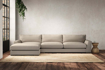 Guddu Grand Left Hand Chaise Sofa - Recycled Cotton Stone