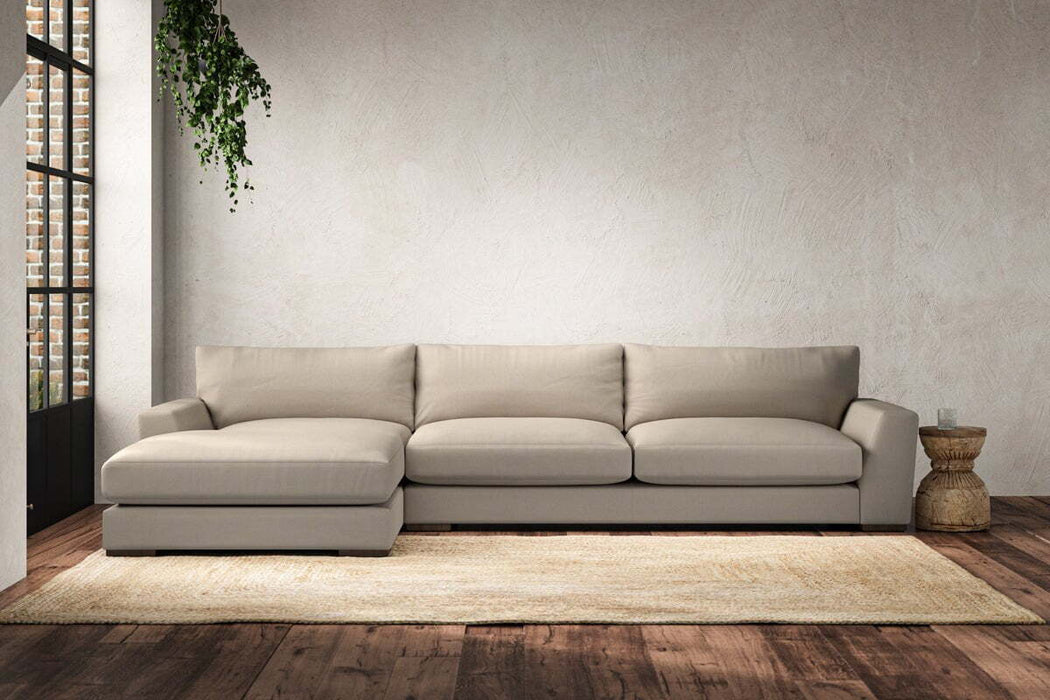 Guddu Grand Left Hand Chaise Sofa - Recycled Cotton Stone