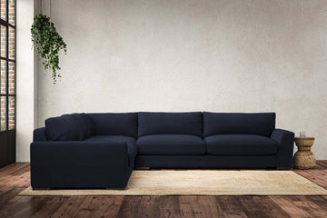 Guddu Grand Left Hand Corner Sofa - Brera Linen Indigo