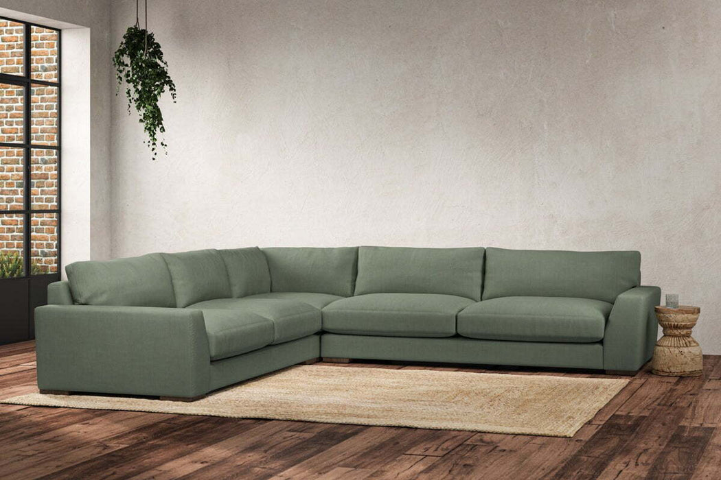 Guddu Grand Left Hand Corner Sofa - Brera Linen Jade