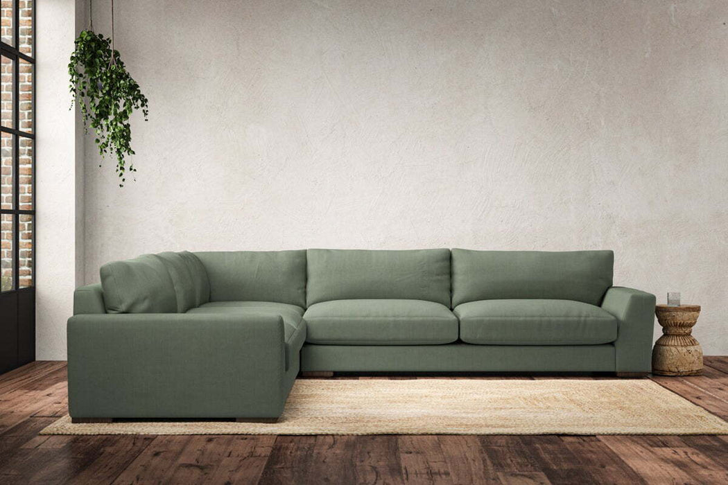 Guddu Grand Left Hand Corner Sofa - Brera Linen Jade