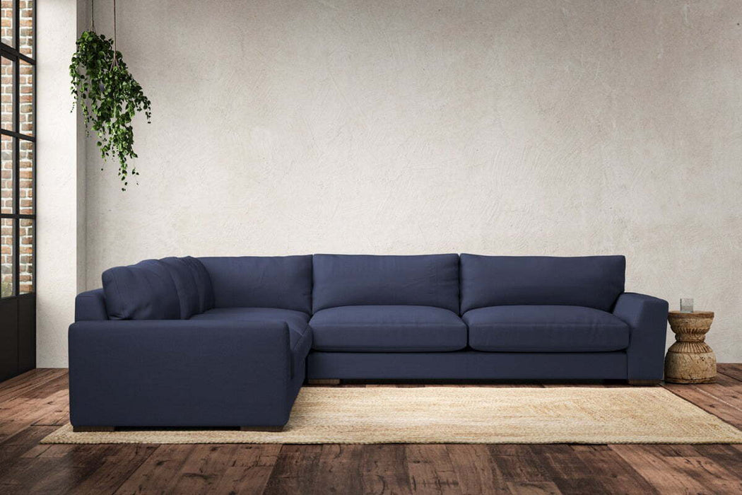 Guddu Grand Left Hand Corner Sofa - Recycled Cotton Navy