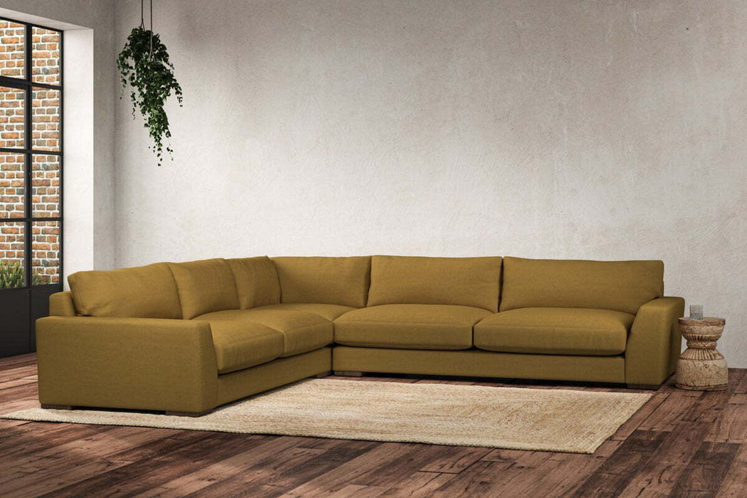 Guddu Grand Left Hand Corner Sofa - Recycled Cotton Ochre