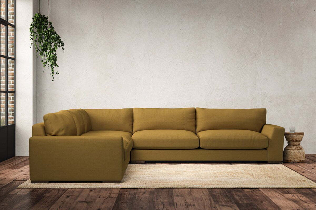 Guddu Grand Left Hand Corner Sofa - Recycled Cotton Ochre