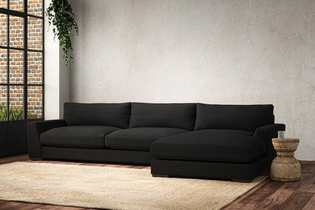 Guddu Grand Right Hand Chaise Sofa - Brera Linen Charcoal