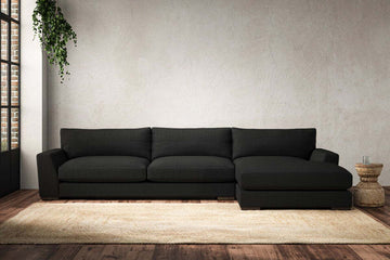Guddu Grand Right Hand Chaise Sofa - Brera Linen Charcoal