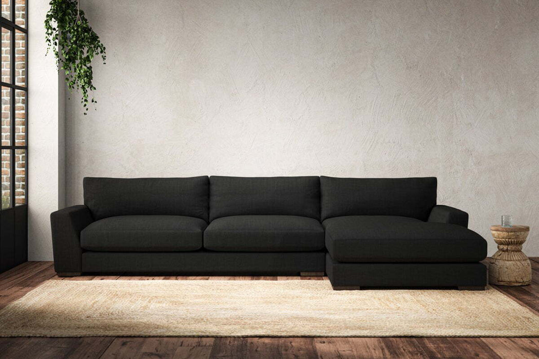 Guddu Grand Right Hand Chaise Sofa - Brera Linen Charcoal