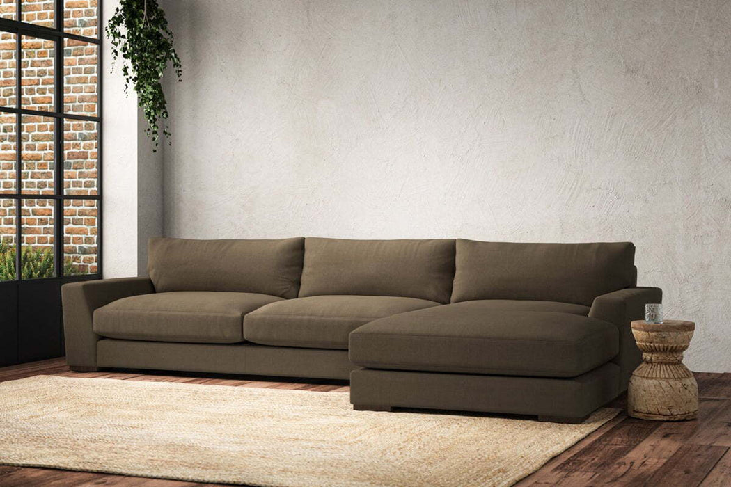 Guddu Grand Right Hand Chaise Sofa - Brera Linen Chestnut