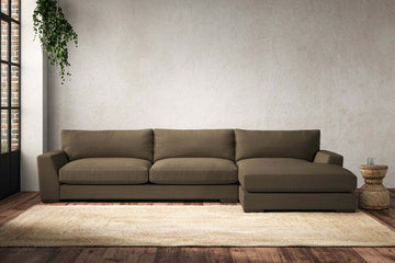 Guddu Grand Right Hand Chaise Sofa - Brera Linen Chestnut