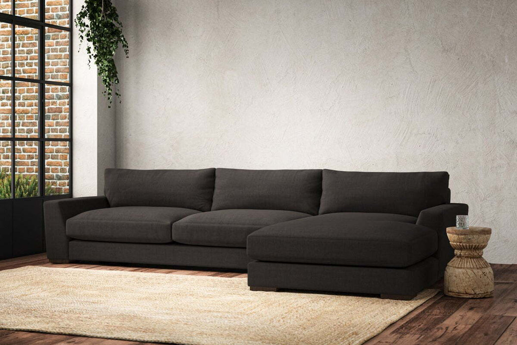 Guddu Grand Right Hand Chaise Sofa - Brera Linen Espresso