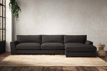 Guddu Grand Right Hand Chaise Sofa - Brera Linen Espresso