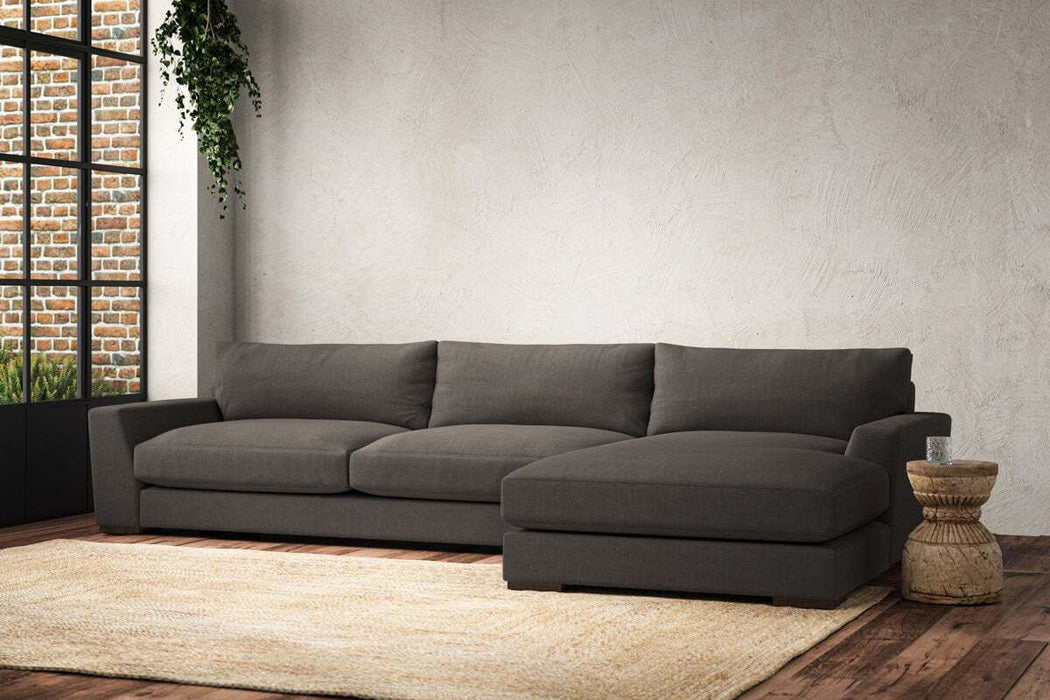 Guddu Grand Right Hand Chaise Sofa - Brera Linen Granite