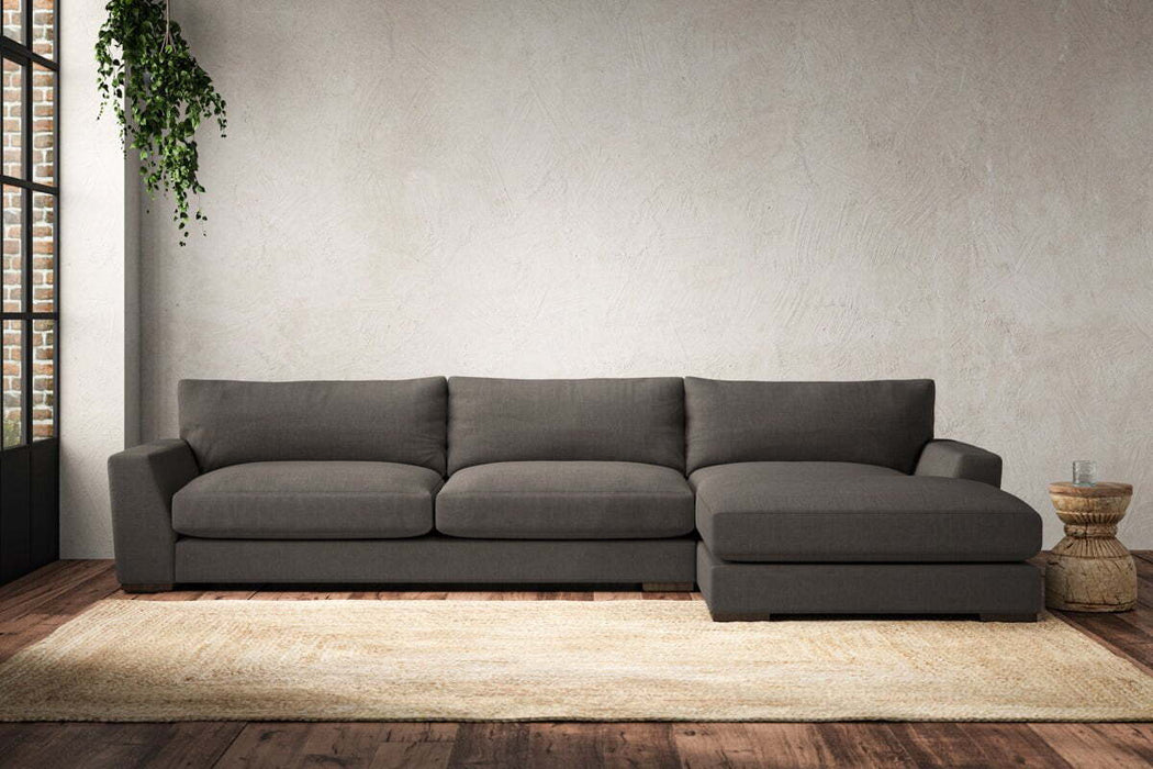 Guddu Grand Right Hand Chaise Sofa - Brera Linen Granite