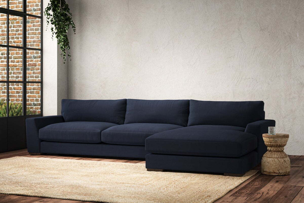 Guddu Grand Right Hand Chaise Sofa - Brera Linen Indigo